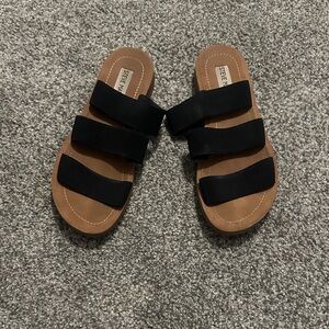 Steve Madden Black and Tan Women's Sandals